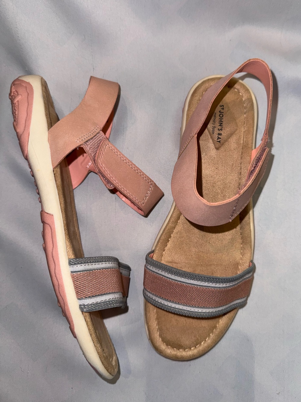 St. John's Bay Women’s River Blush Fabric Strap  Sandals with Memory Foam